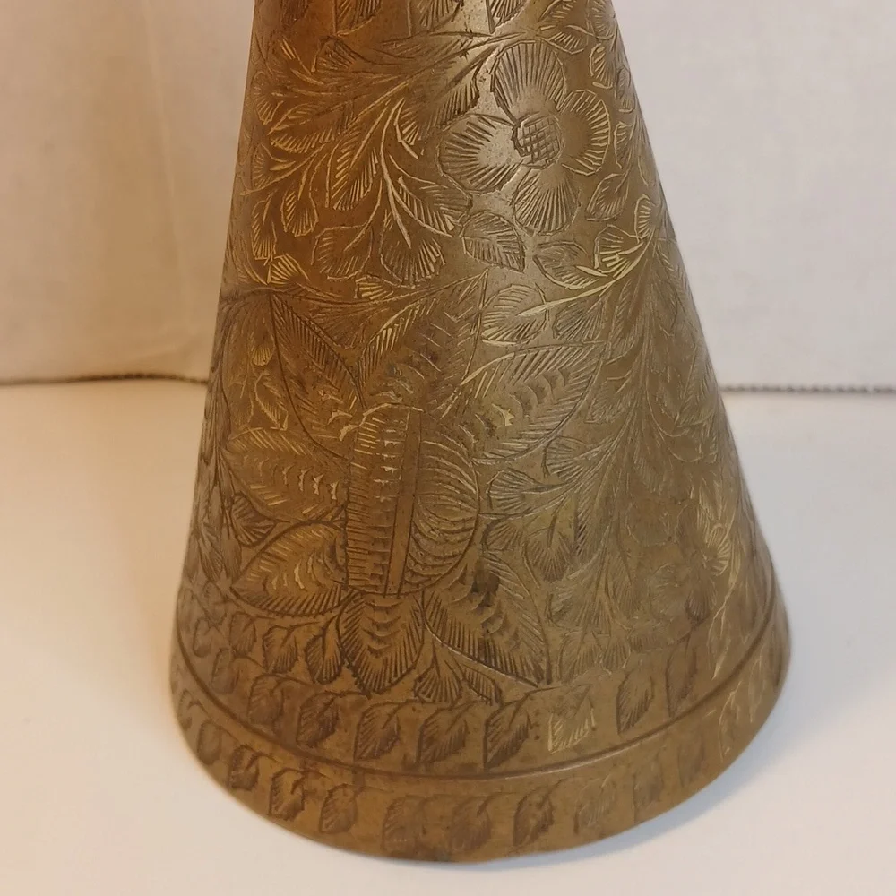 Antique Or Vintage Solid Brass Cone Shaped Bell Candle Holder